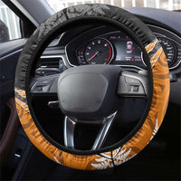 New Zealand Darts Steering Wheel Cover Koru Tribal Tattoo and Silver Fern Maori Pattern Orange Color LT03 - Polynesian Pride