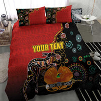 Personalised Papua New Guinea and Australia Together Bedding Set Bird-of-paradise and Kangaroo with Aboriginal Pattern LT03 - Polynesian Pride