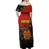 Personalised Papua New Guinea and Australia Together Family Matching Off Shoulder Maxi Dress and Hawaiian Shirt Bird-of-paradise and Kangaroo with Aboriginal Pattern LT03 - Polynesian Pride