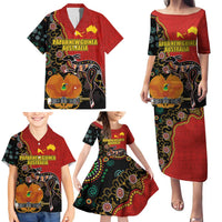 Personalised Papua New Guinea and Australia Together Family Matching Puletasi and Hawaiian Shirt Bird-of-paradise and Kangaroo with Aboriginal Pattern LT03 - Polynesian Pride