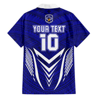Custom Kimbe Cutters Rugby Family Matching Off Shoulder Maxi Dress and Hawaiian Shirt Papua New Guinea Polynesian Tattoo Blue Version LT03 - Polynesian Pride