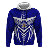 Custom Kimbe Cutters Rugby Hoodie Papua New Guinea Polynesian Tattoo Blue Version LT03 Zip Hoodie Blue - Polynesian Pride