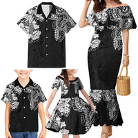 Japanese Irezumi and Hawaiian Polynesian Art Tattoo Family Matching Mermaid Dress and Hawaiian Shirt Black Color LT03 - Polynesian Pride