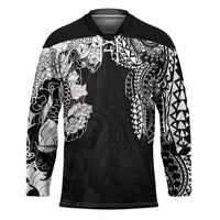 Japanese Irezumi and Hawaiian Polynesian Art Tattoo Hockey Jersey Black Color - Polynesian Pride