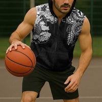 Japanese Irezumi and Hawaiian Polynesian Art Tattoo Sleeveless Zip Hoodie Black Color - Polynesian Pride