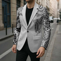 Japanese Irezumi and Hawaiian Polynesian Art Tattoo Blazer White Color LT03 - Polynesian Pride
