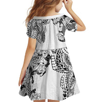 Japanese Irezumi and Hawaiian Polynesian Art Tattoo Family Matching Short Sleeve Bodycon Dress and Hawaiian Shirt White Color LT03 - Polynesian Pride