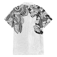 Japanese Irezumi and Hawaiian Polynesian Art Tattoo Family Matching Summer Maxi Dress and Hawaiian Shirt White Color LT03 - Polynesian Pride