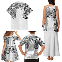 Japanese Irezumi and Hawaiian Polynesian Art Tattoo Family Matching Tank Maxi Dress and Hawaiian Shirt White Color LT03 - Polynesian Pride