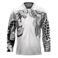 Japanese Irezumi and Hawaiian Polynesian Art Tattoo Hockey Jersey White Color - Polynesian Pride