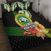 Hawaii Kaimuki High School Quilt Bed Set Tribal Kakau Pattern Mix Hibiscus Flower LT03 - Polynesian Pride