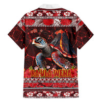 Hawaii KaʻUla Wena Volcano Turtle Family Matching Summer Maxi Dress and Hawaiian Shirt Lava and Tropical Plants Tribal Pattern