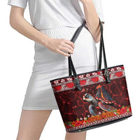 Hawaii KaUla Wena Volcano Turtle Leather Tote Bag Lava and Tropical Plants Tribal Pattern LT03 - Polynesian Pride