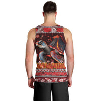 Hawaii KaʻUla Wena Volcano Turtle Men Tank Top Lava and Tropical Plants Tribal Pattern