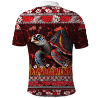 Hawaii KaUla Wena Volcano Turtle Polo Shirt Lava and Tropical Plants Tribal Pattern LT03 - Polynesian Pride