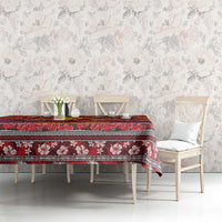 Hawaii KaʻUla Wena Octopus Tablecloth Oceanic Red with Corals and Tropical On Sunset Landscape