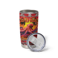 Hawaii KaUla Wena Octopus Tumbler Cup Oceanic Red with Corals and Tropical On Sunset Landscape LT03 - Polynesian Pride