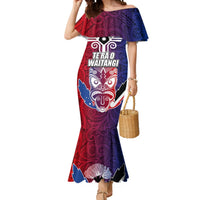 New Zealand Waitangi Mermaid Dress Kia Ora Maori Koruru Tiki Mask LT03 Women Red - Polynesian Pride