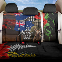 New Zealand and Australia ANZAC Day Back Car Seat Cover National Flag mix Kiwi Bird and Kangaroo Soldier Style LT03 One Size Black - Polynesian Pride
