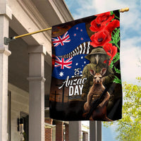 New Zealand and Australia ANZAC Day Garden Flag National Flag mix Kiwi Bird and Kangaroo Soldier Style LT03 House Flag Black - Polynesian Pride