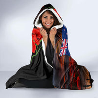 New Zealand and Australia ANZAC Day Hooded Blanket National Flag mix Kiwi Bird and Kangaroo Soldier Style LT03 - Polynesian Pride
