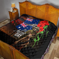New Zealand and Australia ANZAC Day Quilt National Flag mix Kiwi Bird and Kangaroo Soldier Style LT03 - Polynesian Pride