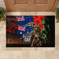 New Zealand and Australia ANZAC Day Rubber Doormat National Flag mix Kiwi Bird and Kangaroo Soldier Style LT03 - Polynesian Pride