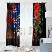 New Zealand and Australia ANZAC Day Window Curtain National Flag mix Kiwi Bird and Kangaroo Soldier Style LT03 - Polynesian Pride