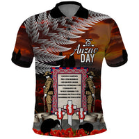 New Zealand ANZAC Day Polo Shirt The Ode of Remembrance and Silver Fern LT03 Black - Polynesian Pride
