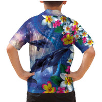 Hawaiian Lei Day Plumeria Humpback Whales Family Matching Mermaid Dress and Hawaiian Shirt Polynesian Art Vibrant Starry Nebula Style LT03 - Polynesian Pride