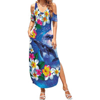 Hawaiian Lei Day Plumeria Humpback Whales Family Matching Summer Maxi Dress and Hawaiian Shirt Polynesian Art Vibrant Starry Nebula Style LT03 Mom's Dress Art - Polynesian Pride