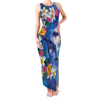 Hawaiian Lei Day Plumeria Humpback Whales Family Matching Tank Maxi Dress and Hawaiian Shirt Polynesian Art Vibrant Starry Nebula Style LT03 Mom's Dress Art - Polynesian Pride