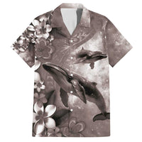 Hawaiian Lei Day Plumeria Humpback Whales Family Matching Summer Maxi Dress and Hawaiian Shirt Polynesian Art Vibrant Starry Nebula Grayscale Style LT03 Dad's Shirt - Short Sleeve Art - Polynesian Pride