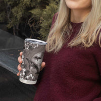 Hawaiian Lei Day Plumeria Humpback Whales Tumbler Cup Polynesian Art Vibrant Starry Nebula Grayscale Style