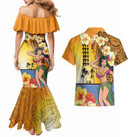 Happy Lei Day Couples Matching Mermaid Dress and Hawaiian Shirt Hula Girl Polynesian Flower Kakau Pattern LT03 - Polynesian Pride