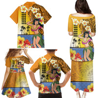 Happy Lei Day Family Matching Puletasi and Hawaiian Shirt Hula Girl Polynesian Flower Kakau Pattern LT03 - Polynesian Pride
