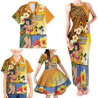 Happy Lei Day Family Matching Tank Maxi Dress and Hawaiian Shirt Hula Girl Polynesian Flower Kakau Pattern LT03 - Polynesian Pride