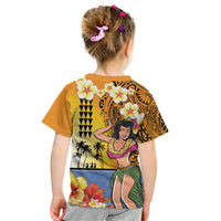 Happy Lei Day Kid T Shirt Hula Girl Polynesian Flower Kakau Pattern