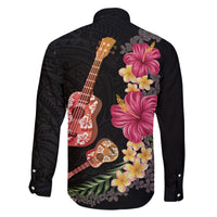 Ukulele mix Polynesian Flower Family Matching Off The Shoulder Long Sleeve Dress and Hawaiian Shirt Hawaiian Tribal Pattern LT03 - Polynesian Pride