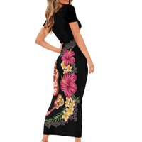 Ukulele mix Polynesian Flower Family Matching Short Sleeve Bodycon Dress and Hawaiian Shirt Hawaiian Tribal Pattern LT03 - Polynesian Pride