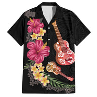 Ukulele mix Polynesian Flower Hawaiian Shirt Hawaiian Tribal Pattern LT03 Black - Polynesian Pride