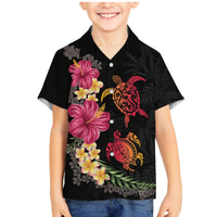 Hawaiian Flower and Tribal Turtle Family Matching Mermaid Dress and Hawaiian Shirt Colorful Style LT03 Son's Shirt Black - Polynesian Pride