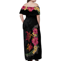 Hawaiian Flower and Tribal Turtle Family Matching Off Shoulder Maxi Dress and Hawaiian Shirt Colorful Style LT03 - Polynesian Pride