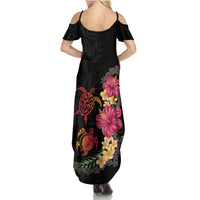 Hawaiian Flower and Tribal Turtle Family Matching Summer Maxi Dress and Hawaiian Shirt Colorful Style LT03 - Polynesian Pride