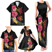 Hawaiian Flower and Tribal Turtle Family Matching Tank Maxi Dress and Hawaiian Shirt Colorful Style LT03 - Polynesian Pride