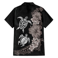 Hawaiian Flower and Tribal Turtle Family Matching Tank Maxi Dress and Hawaiian Shirt Grayscale Mode LT03 - Polynesian Pride