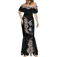 Hawaiian Flower and Tribal Turtle Mermaid Dress Grayscale Mode LT03 - Polynesian Pride