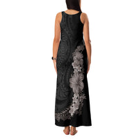 Hawaiian Plumeria and Hibiscus Family Matching Tank Maxi Dress and Hawaiian Shirt Grayscale Mode LT03 - Polynesian Pride