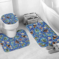 Hawaiian Island Shapes-Iconic Landscape Bathroom Set with Plumeria and Palaka Blue Color