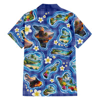Hawaiian Island Shapes-Iconic Landscape Family Matching Mermaid Dress and Hawaiian Shirt with Plumeria and Palaka Blue Color LT03 - Polynesian Pride